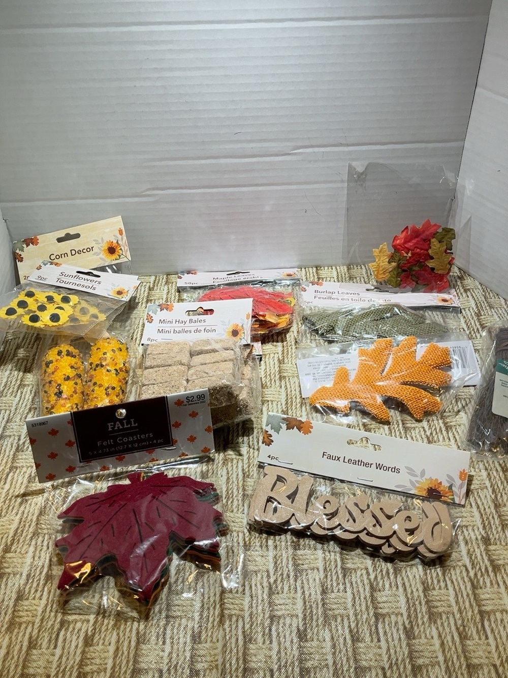 Fall Faux Leather 'Blessed' Word & Autumn Leaf Assortment - craft supplies